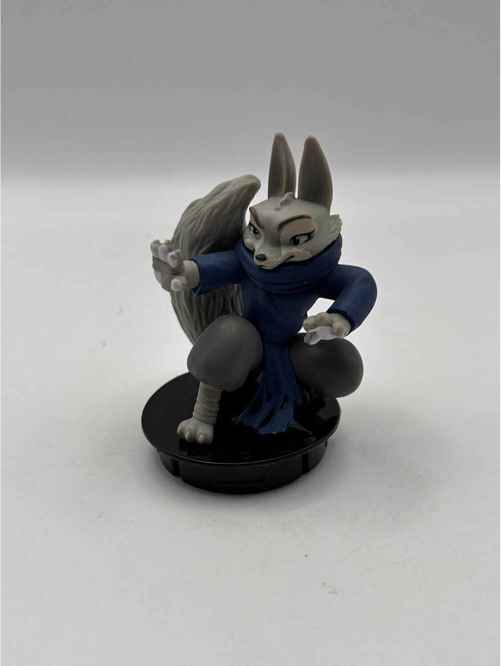 Tabletop Miniature Figure Anthropomorphic Wolf Fox Ninja Blue With Stand